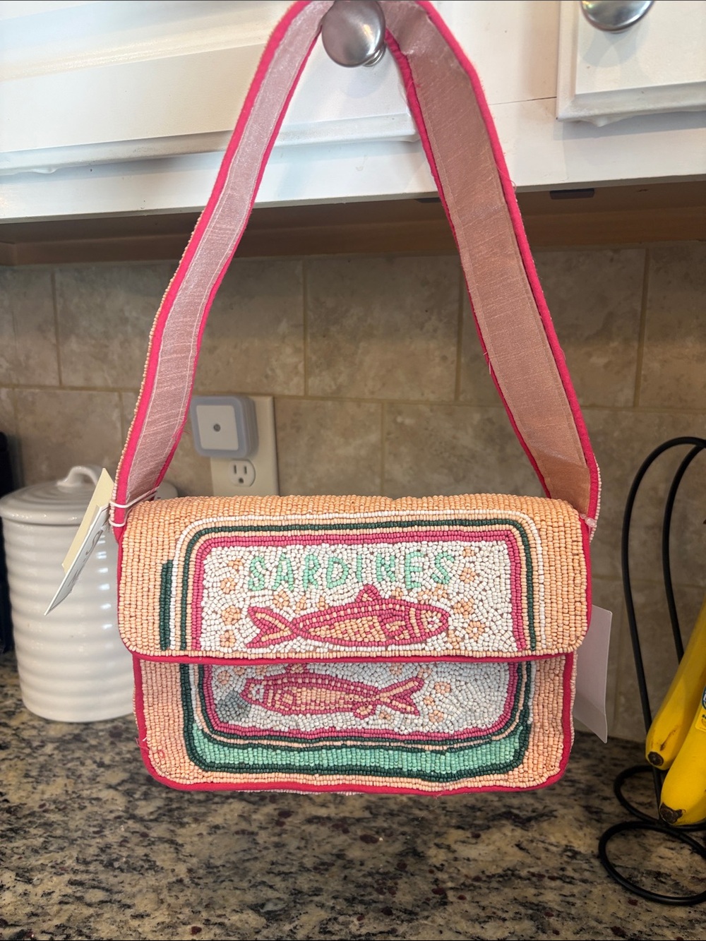 Sol and Mer Beaded Peach Sardine Motif Shoulder Bag. BNWT.